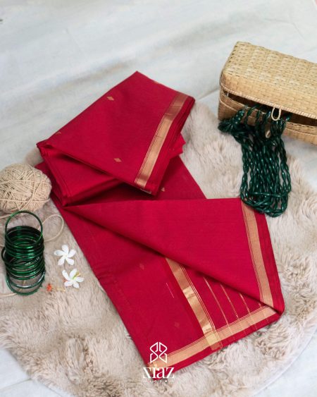Siazloom-Pure Chanderi Handloom Silk-  Red colour