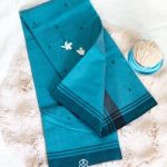 Siazloom-Pure Chanderi Handloom Silk-  Teal Blue colour