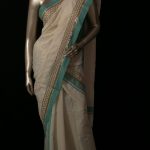 SIAZ LOOM - Handloom Kerala Mundu Veshti (Set Mundu Neeriyathu) with Cut dana Hand Work - Pale Green Border (Kara) and Pallu