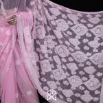 SIAZLOOM – Pure Georgette Pink Chikankari Saree