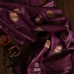 SIAZ LOOM - Handwoven Bhagalpuri Tussar Silk Thread Work Sarees -Wine - Pale Yellow
